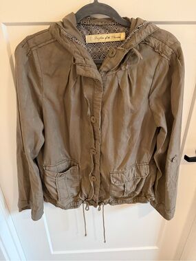 Daughters of the Liberation Anthropologie Hooded Utility Jacket Khaki Medium